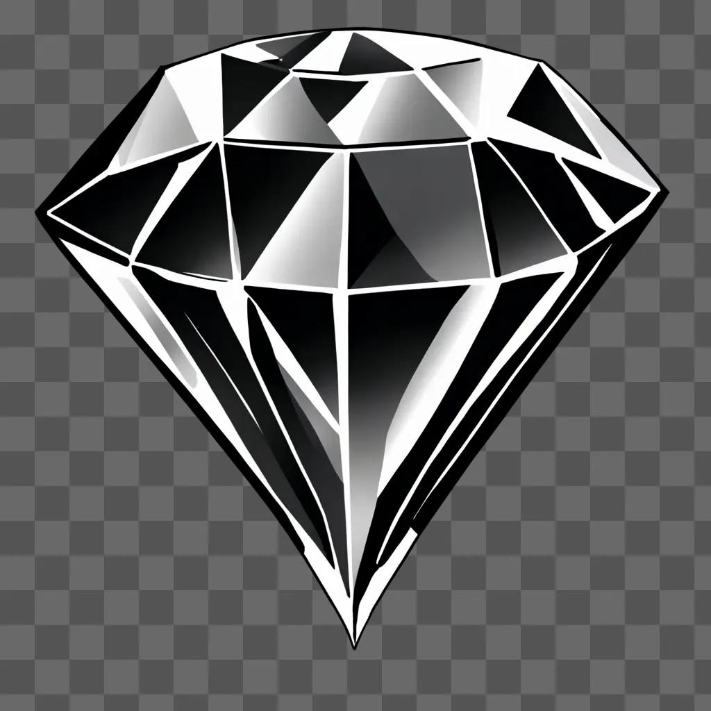 白黒のシンプルなダイヤモンドのドローイング