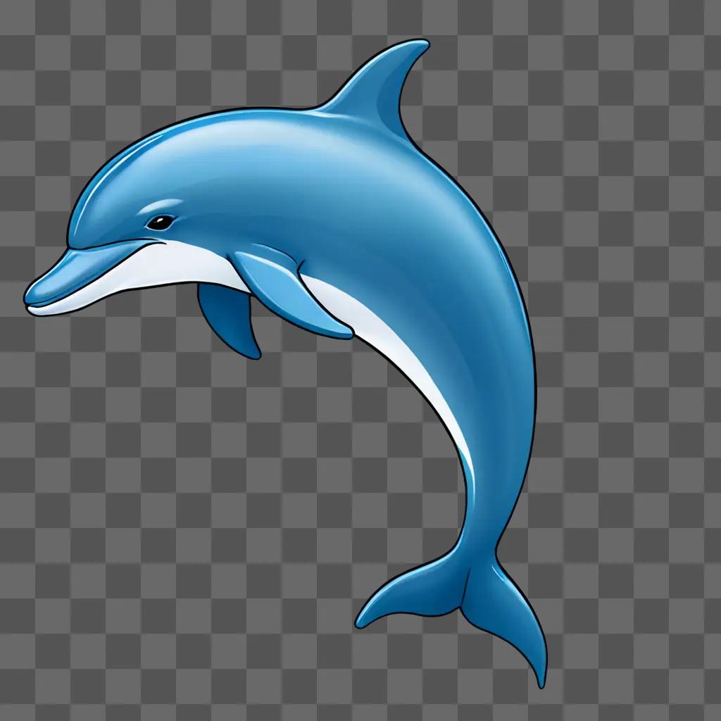 A simple dolphin drawing on a blue background