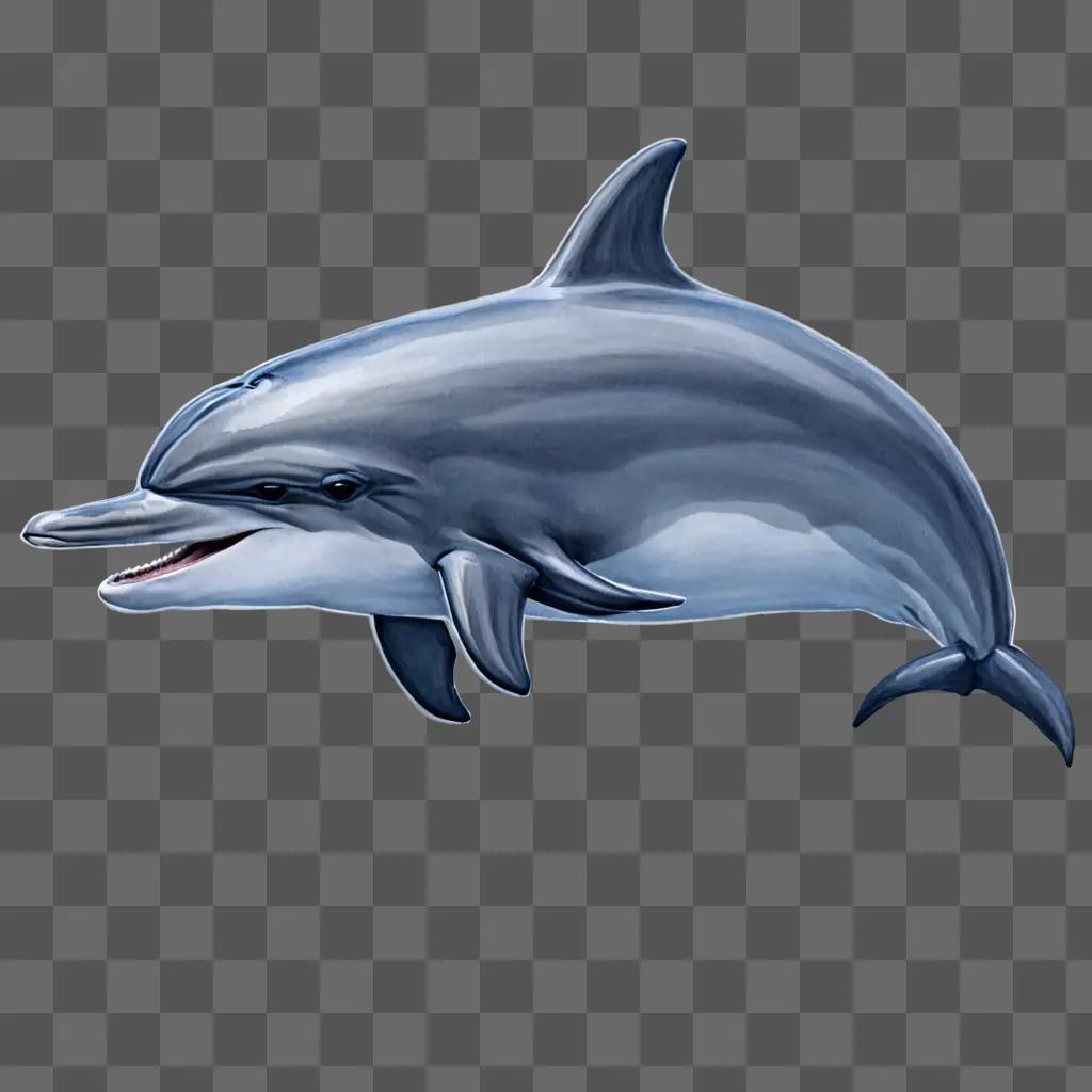 A simple dolphin drawing on a blue background