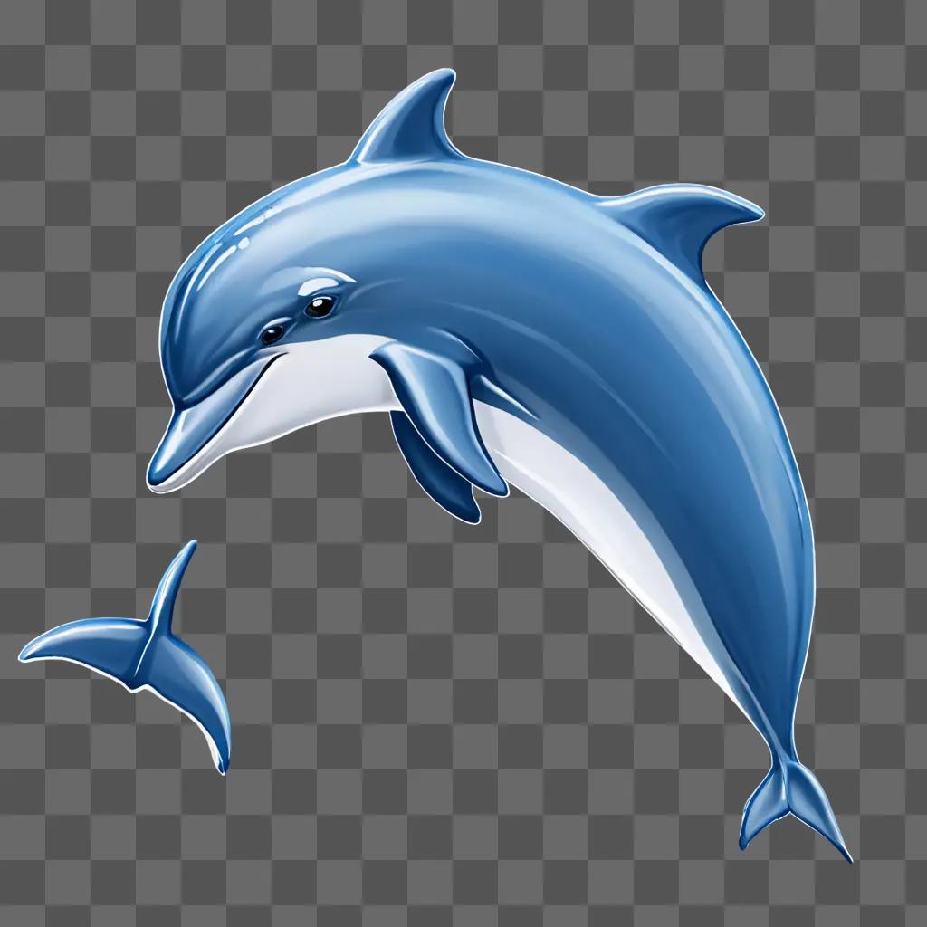 A simple dolphin drawing on a blue background