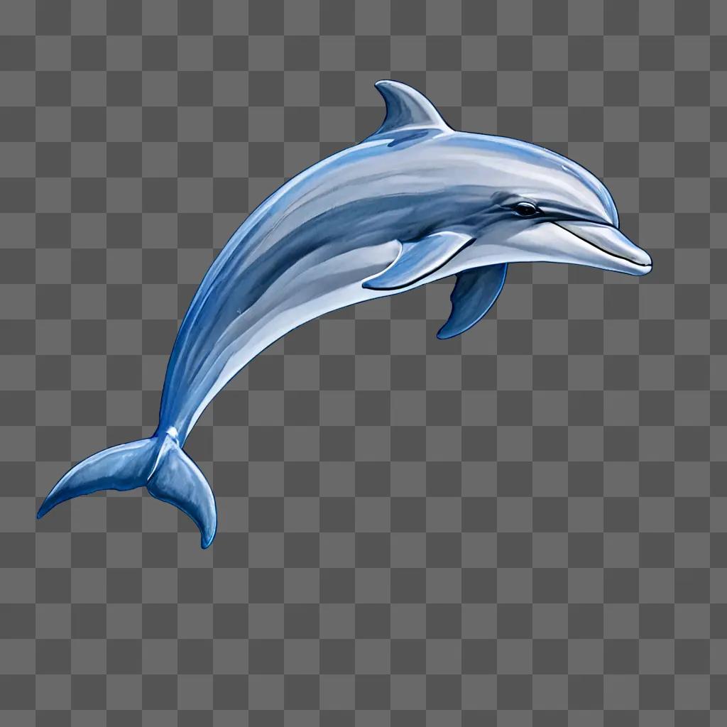 A simple dolphin drawing on a blue background