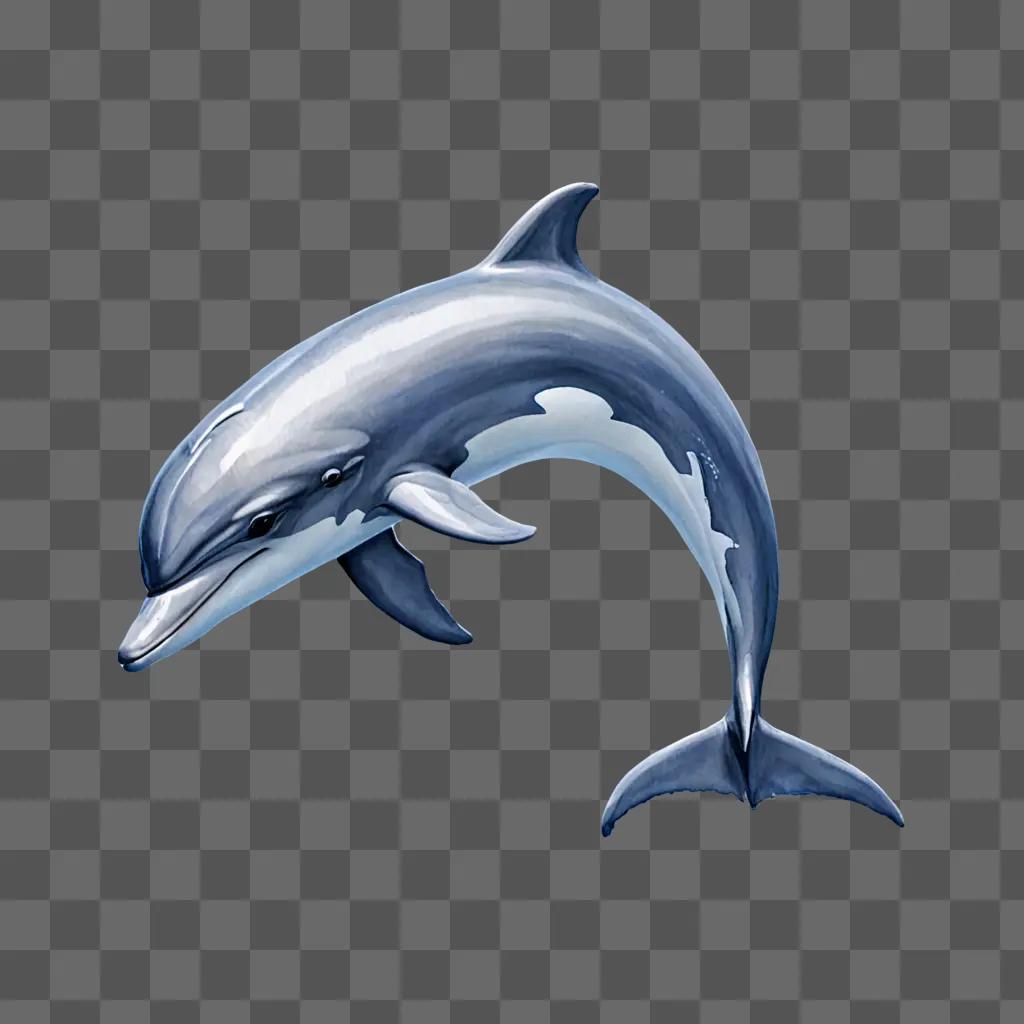 A simple dolphin drawing on a blue background