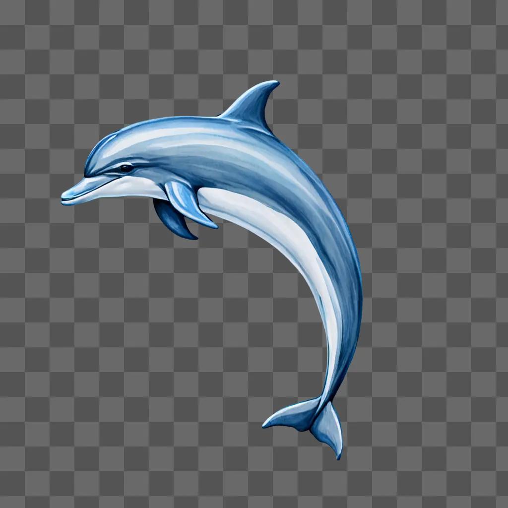 A simple dolphin drawing on a blue background