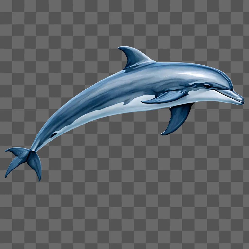 A simple dolphin drawing with a blue background