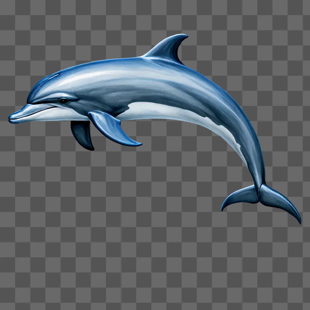 A simple dolphin drawing with blue background