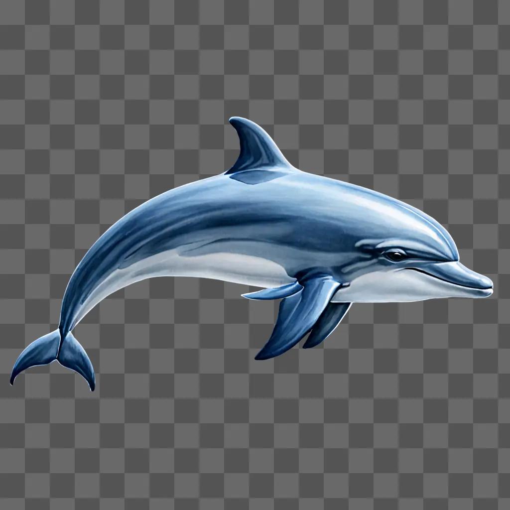 A simple dolphin drawing with blue background