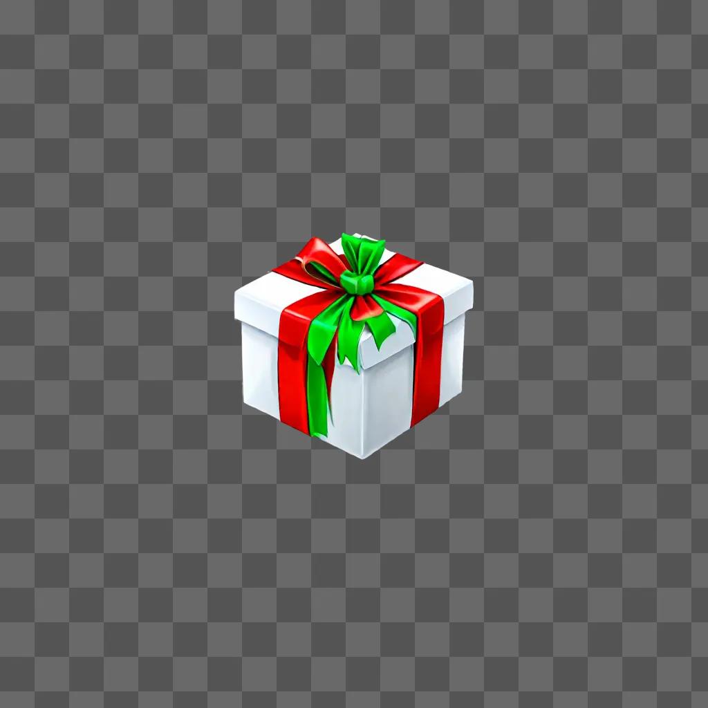 A simple drawing of a gift with a green bow