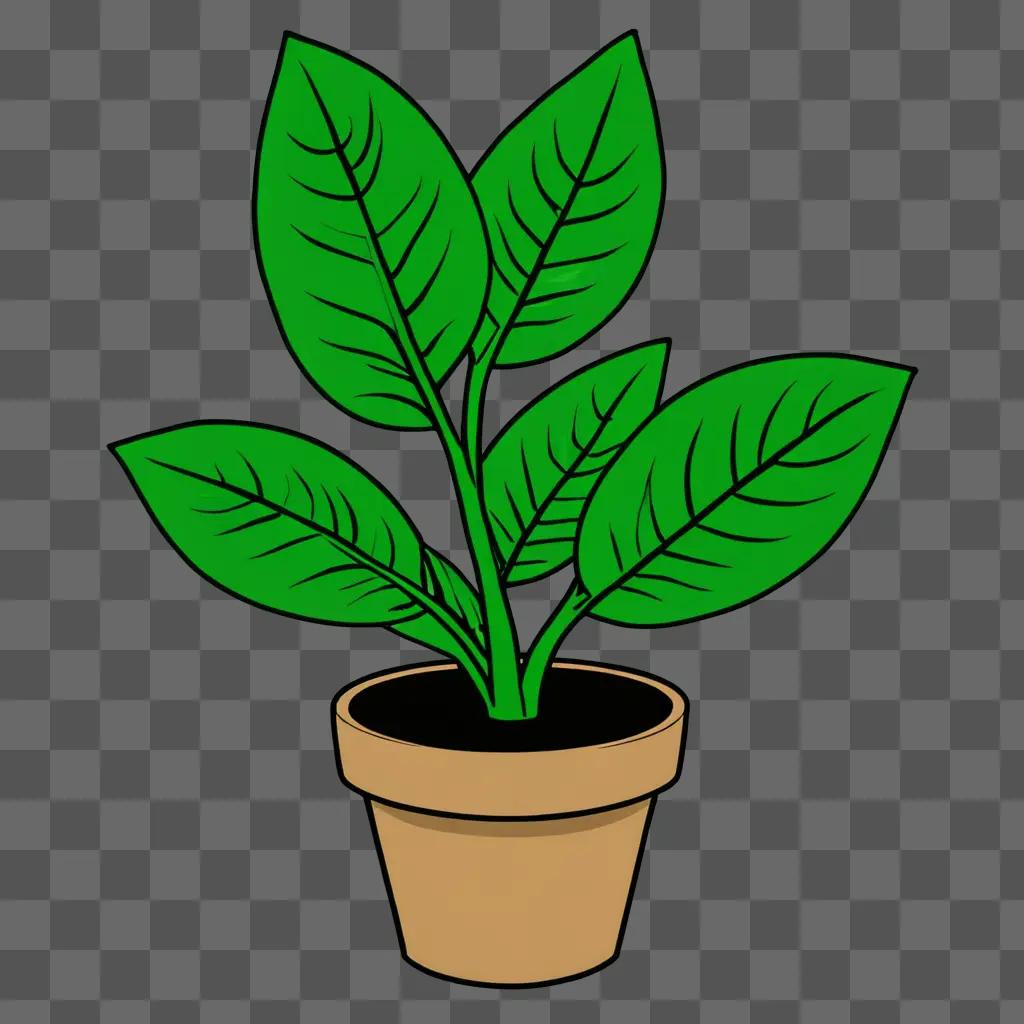 A simple drawing of a plant in a pot