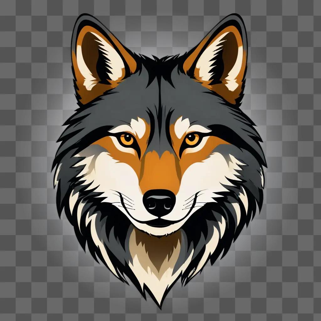 A simple drawing of a wolfs face