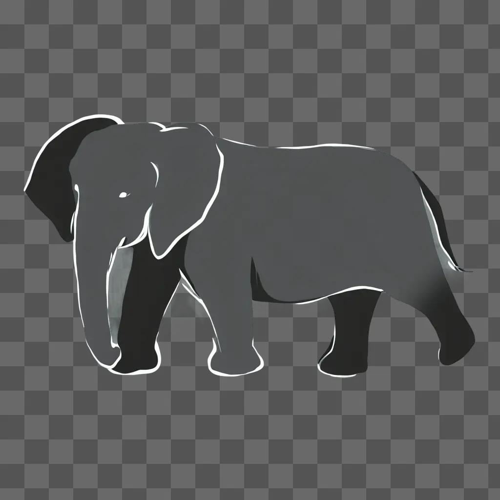 A simple elephant drawing illuminated by light