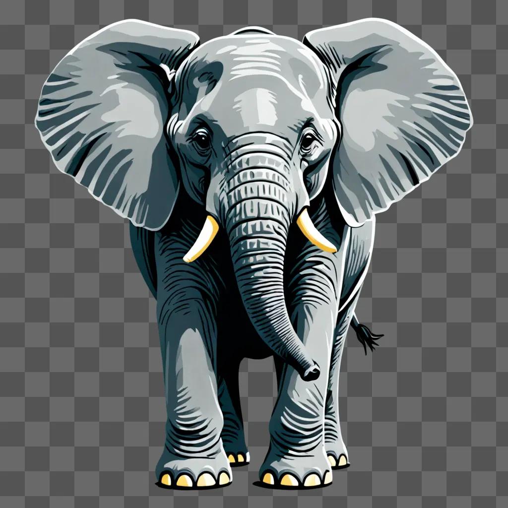 A simple elephant drawing on a grey background