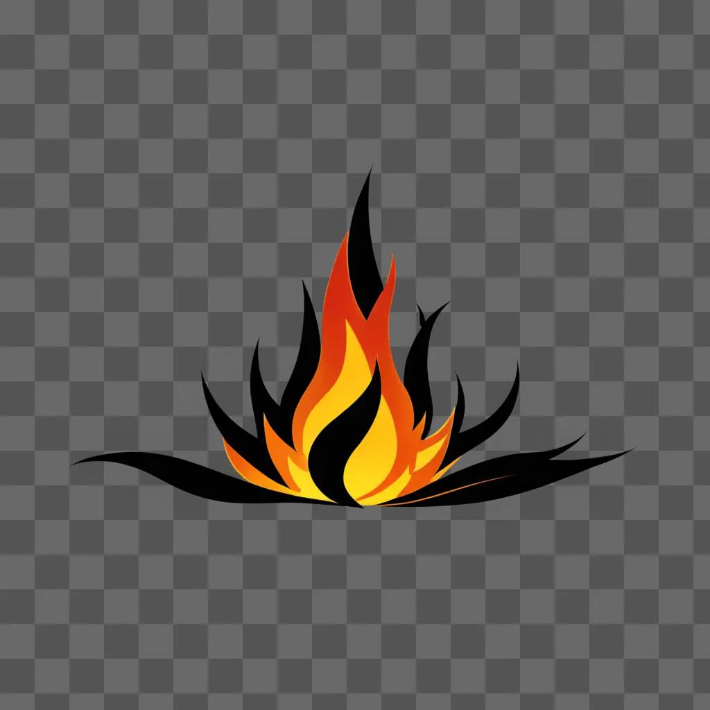 A simple fire drawing with black and orange