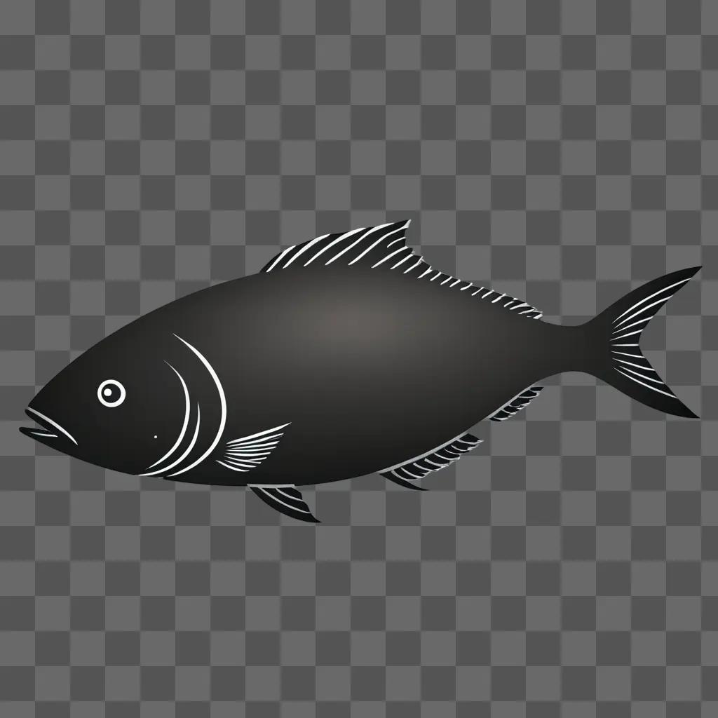 A simple fish drawing on a black background