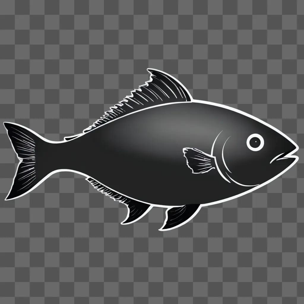 A simple fish drawing on a black background