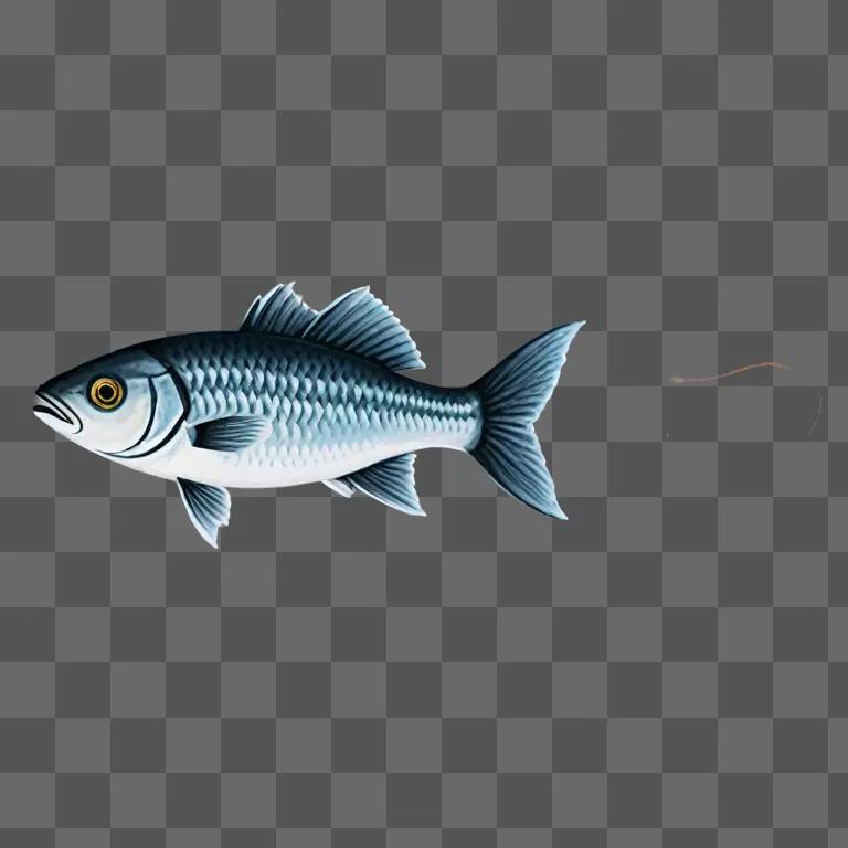 A simple fish drawing on a gray background