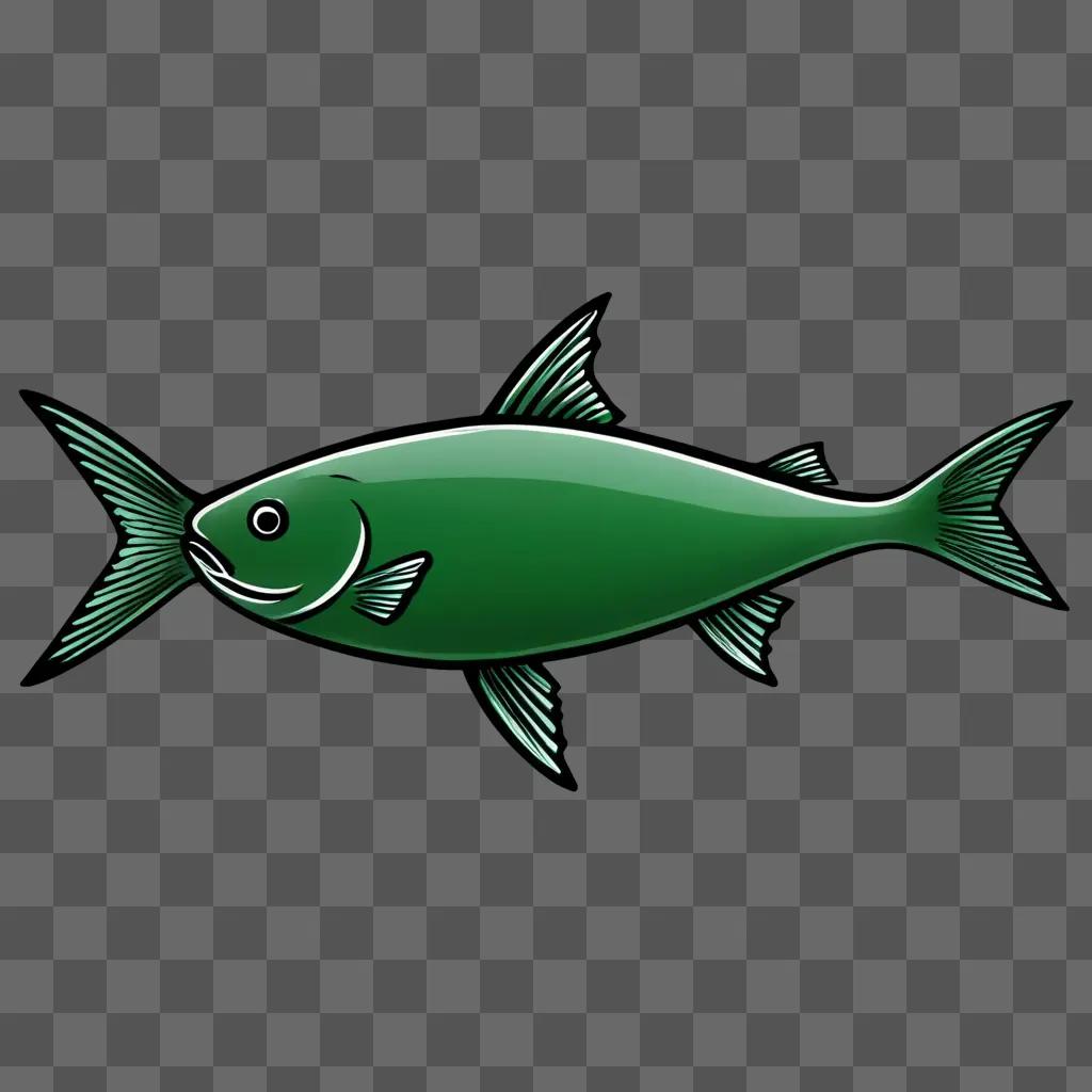 A simple fish drawing on a green background