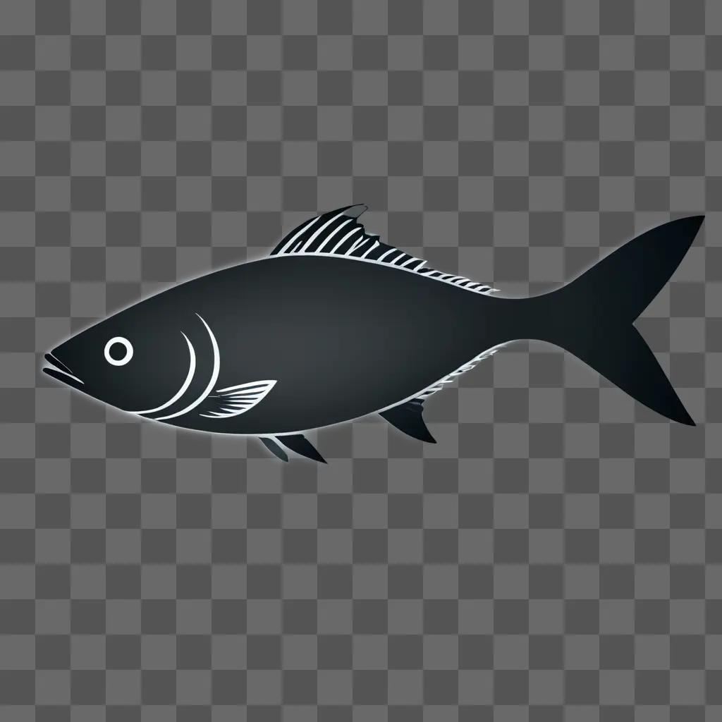 A simple fish drawing with a gray color scheme