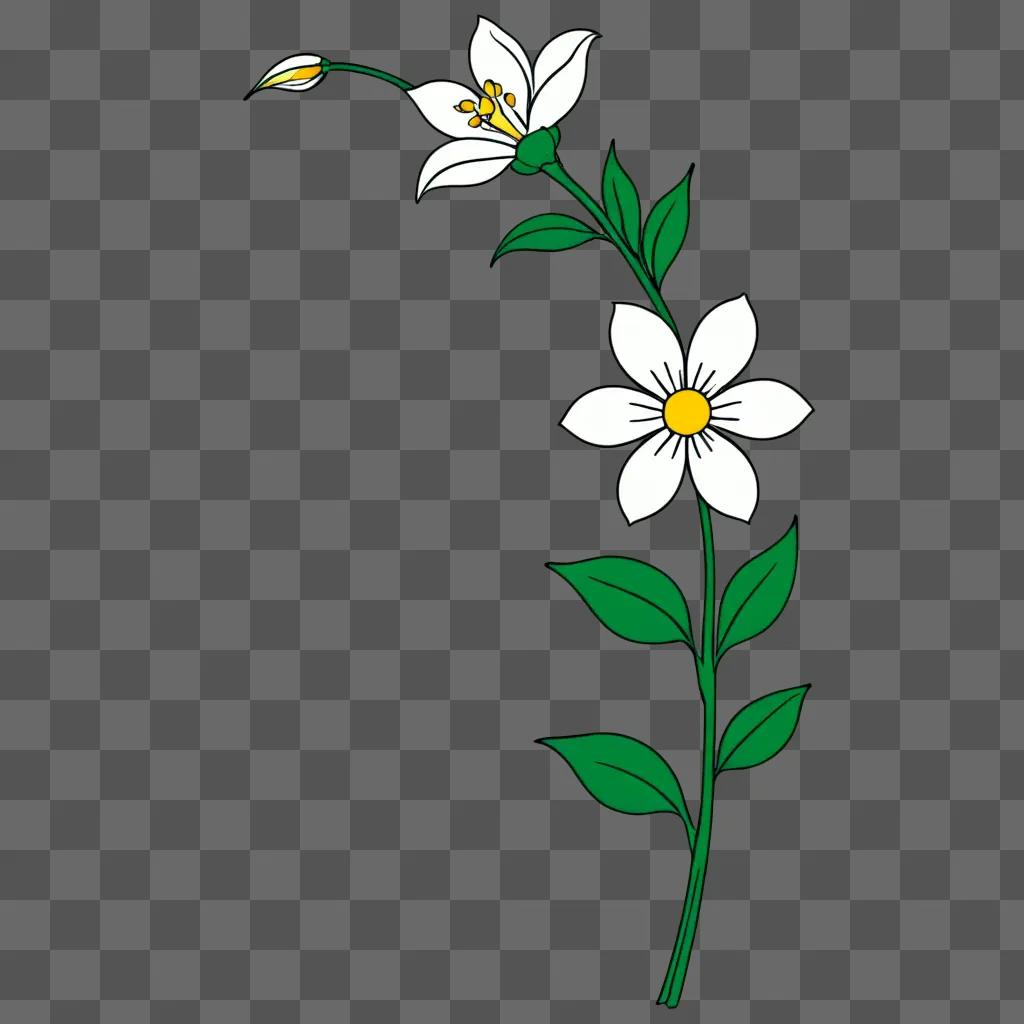 A simple flower drawing design with green background