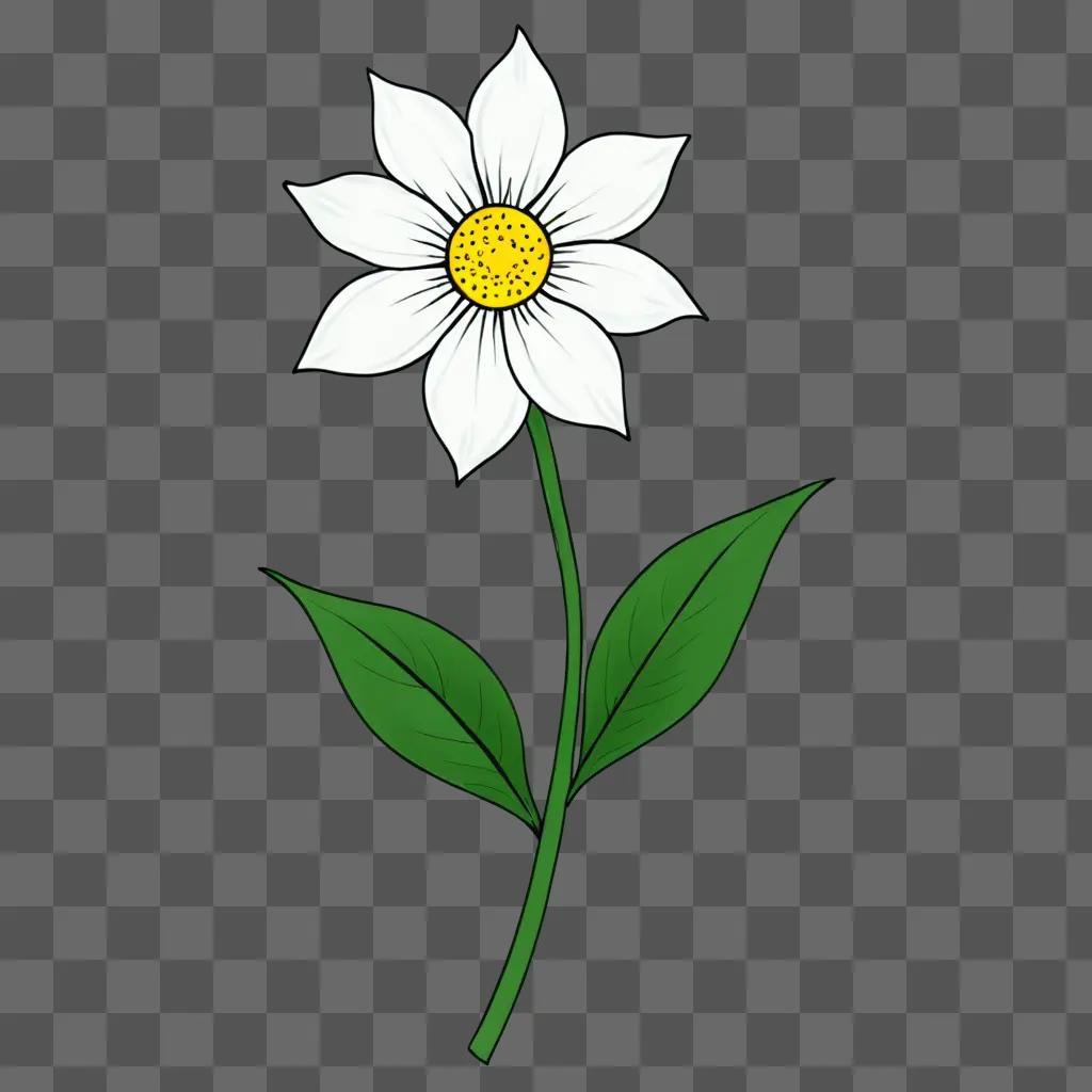 A simple flower drawing is on a green background