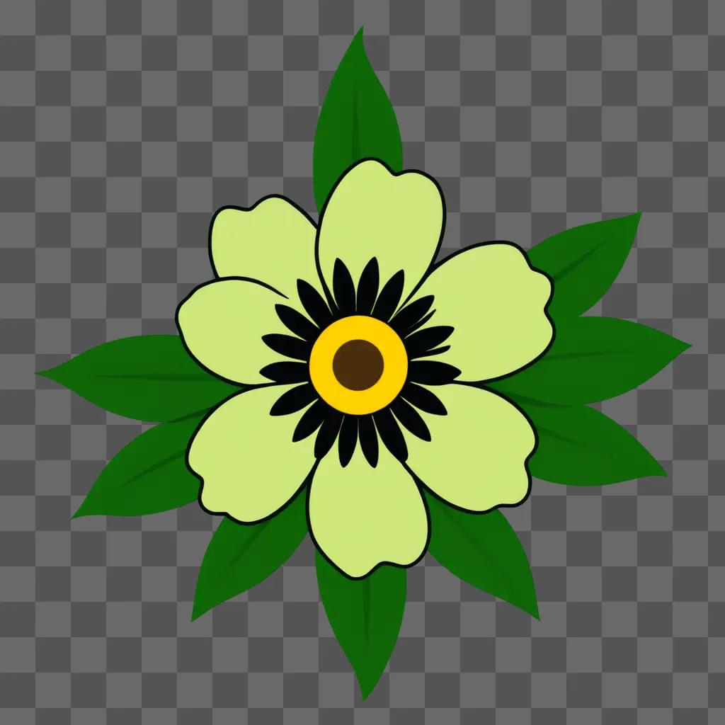 A simple flower drawing on a green background