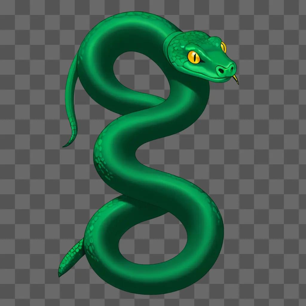 A simple green snake on a green background