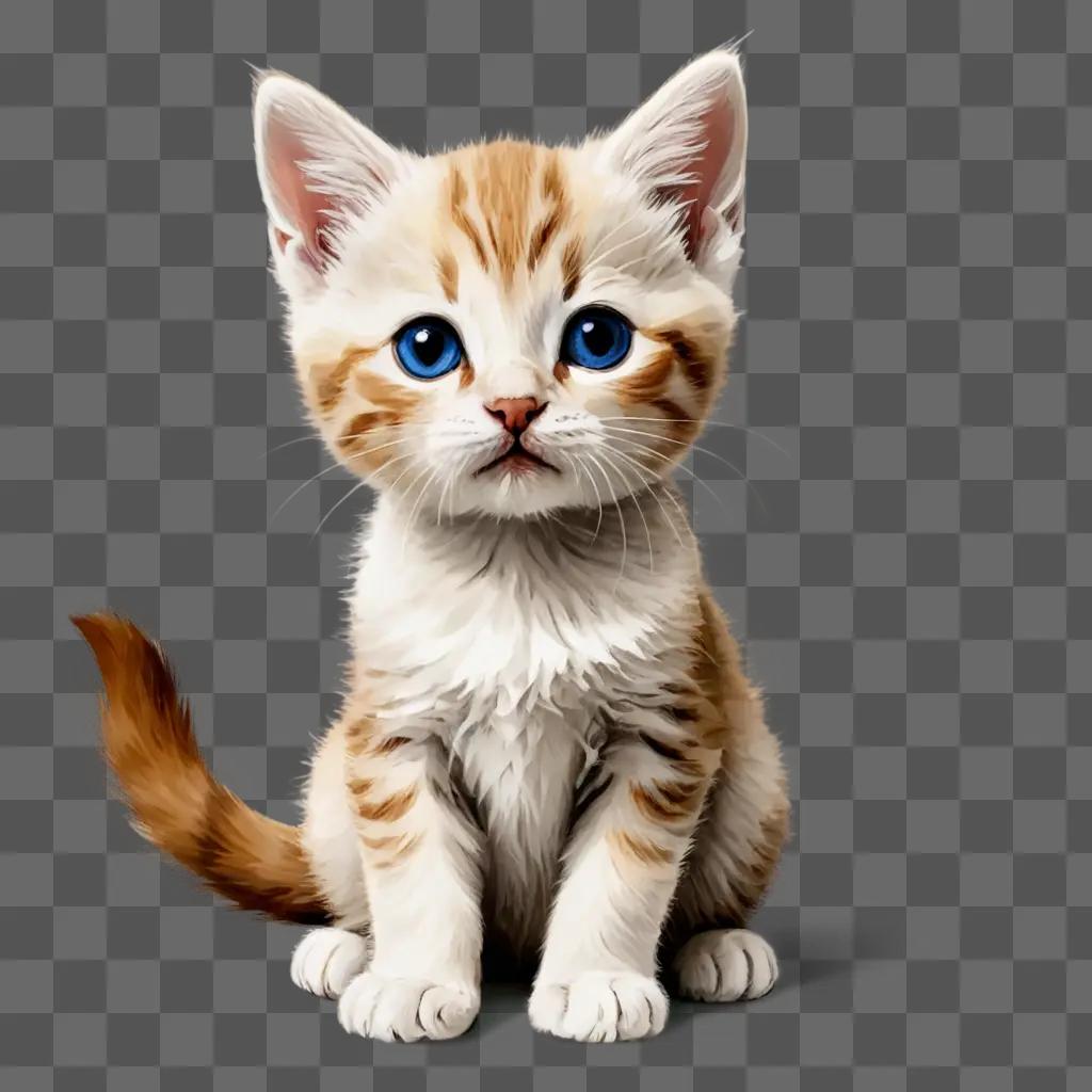 A simple kitten drawing on a tan background