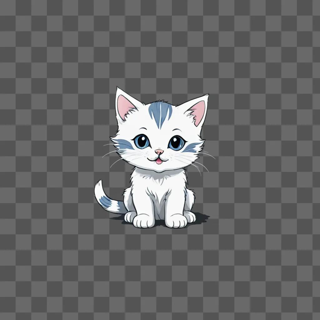 A simple kitten drawing sitting on a grey background