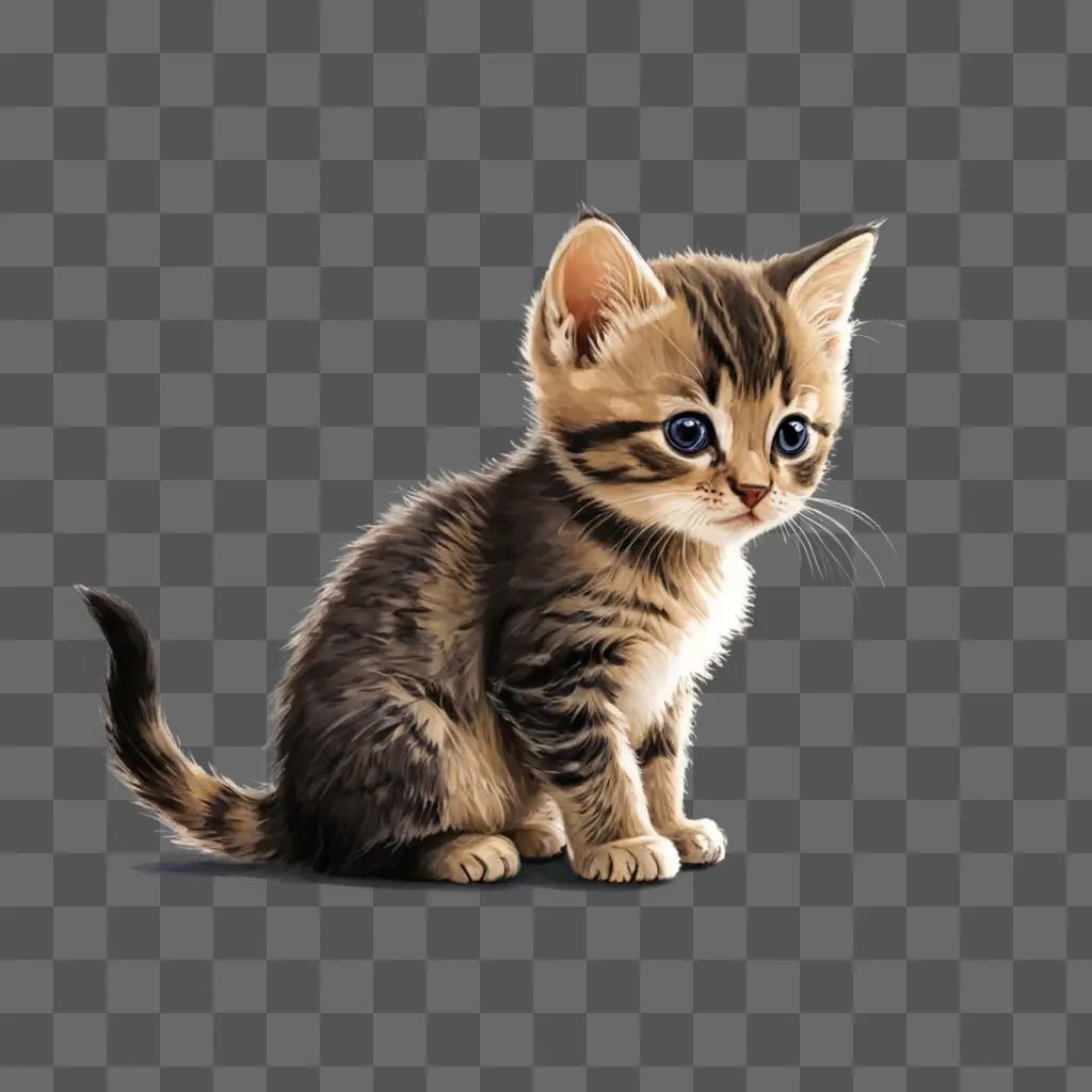 A simple kitten drawing with a dark background