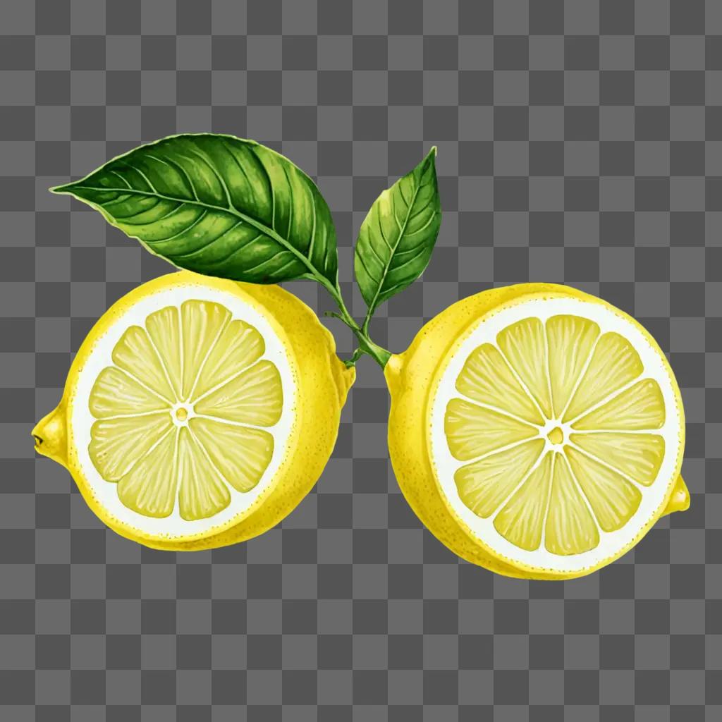 A simple lemon drawing with leaf on top