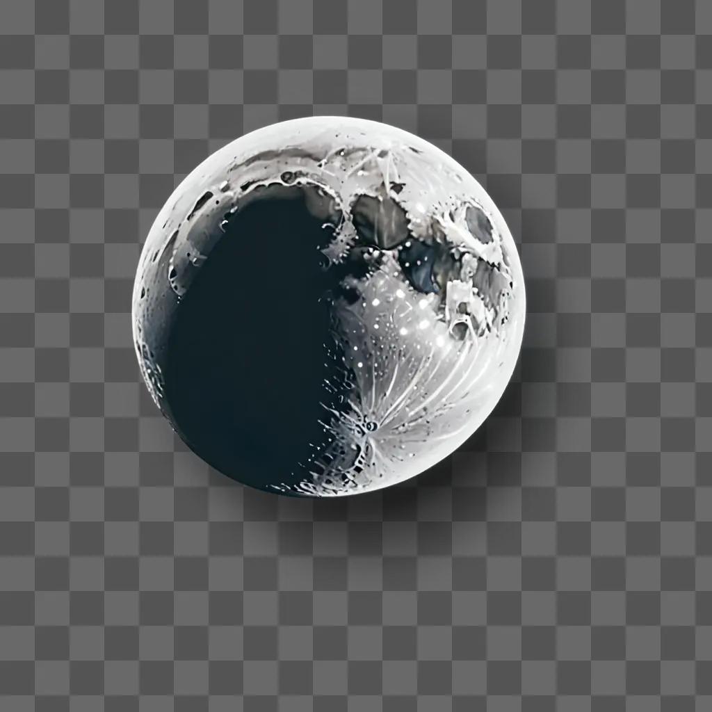 A simple moon drawing is on a gray background