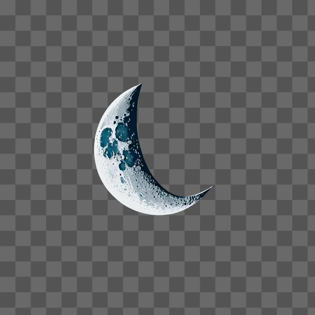 A simple moon drawing on a grey background