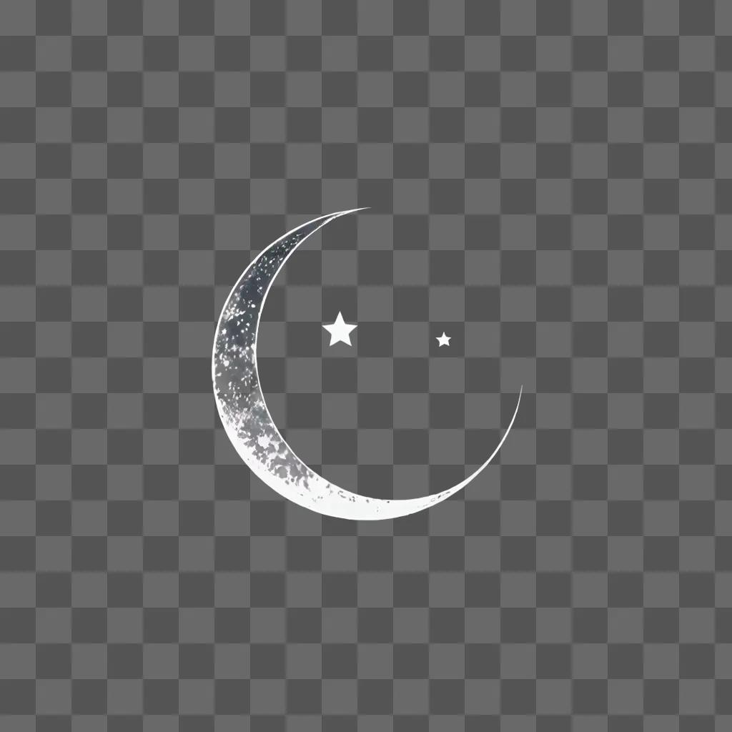 A simple moon drawing on a grey background