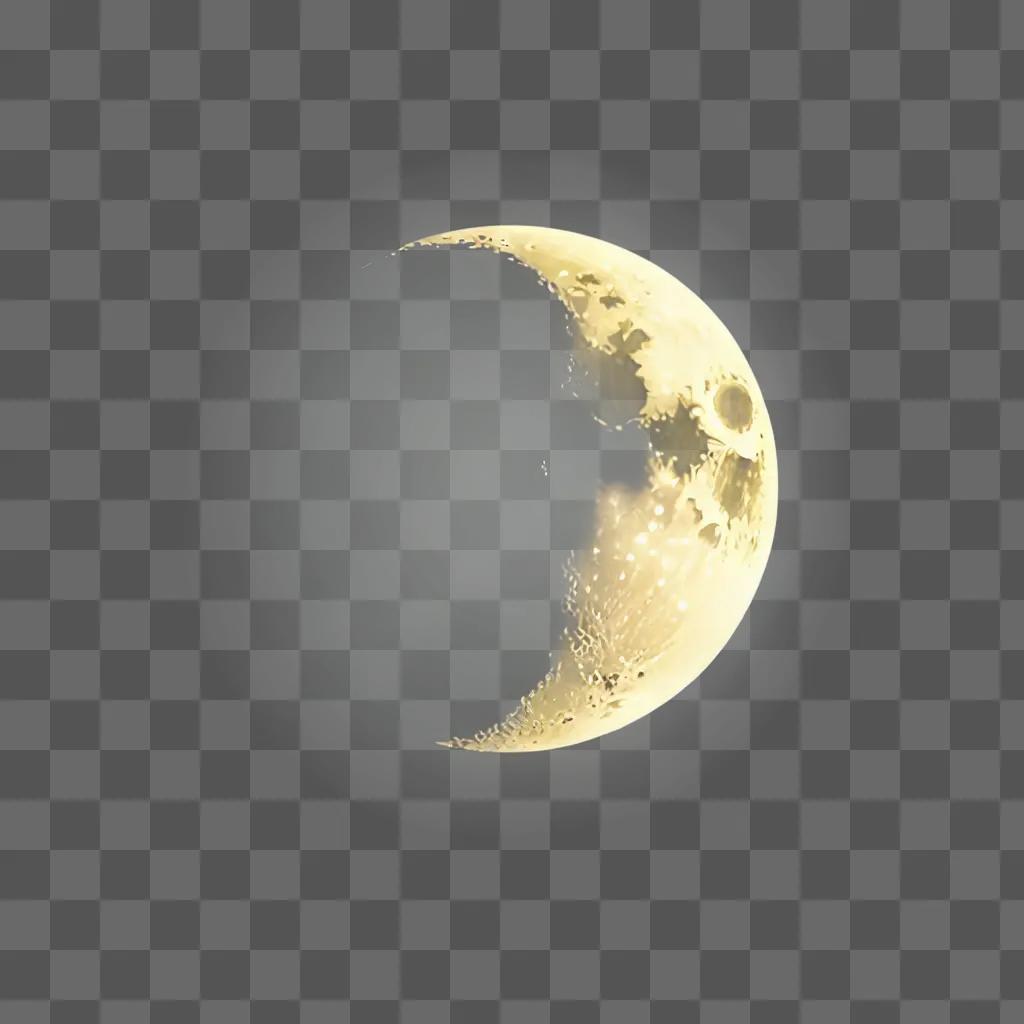 A simple moon drawing with a crescent moon and a dark spot in the center