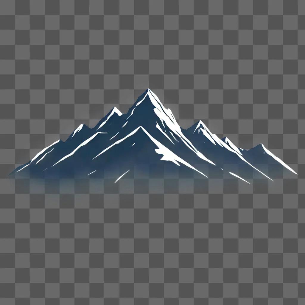 A simple mountain drawing in a blue background