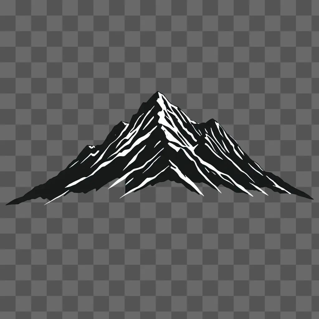 A simple mountain drawing in black and white