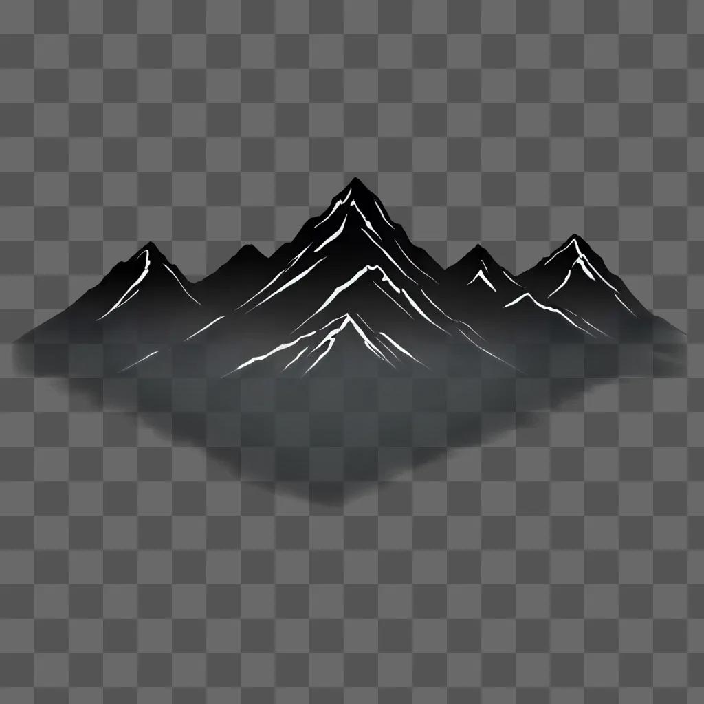 A simple mountain drawing on a black background