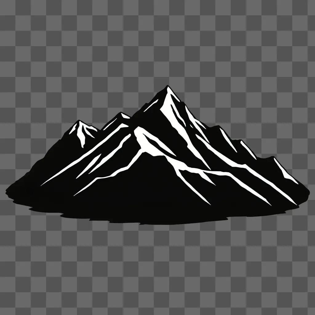 A simple mountain drawing on a black background