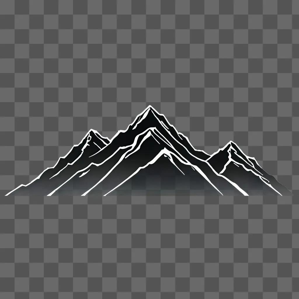 A simple mountain drawing on a gray background