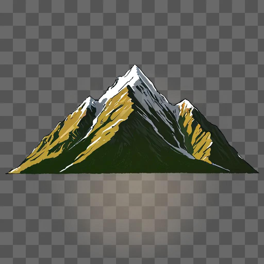 A simple mountain drawing with a sun on it