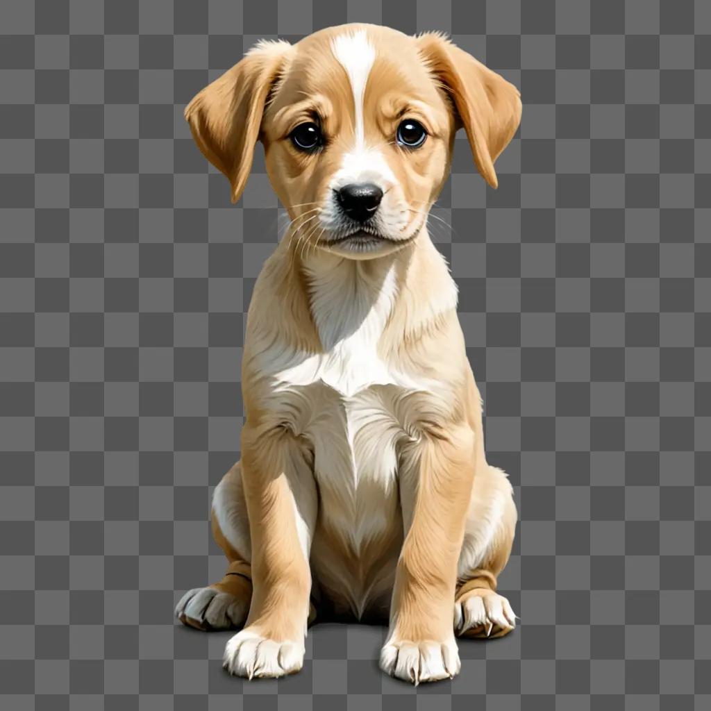 A simple puppy drawing on a beige background