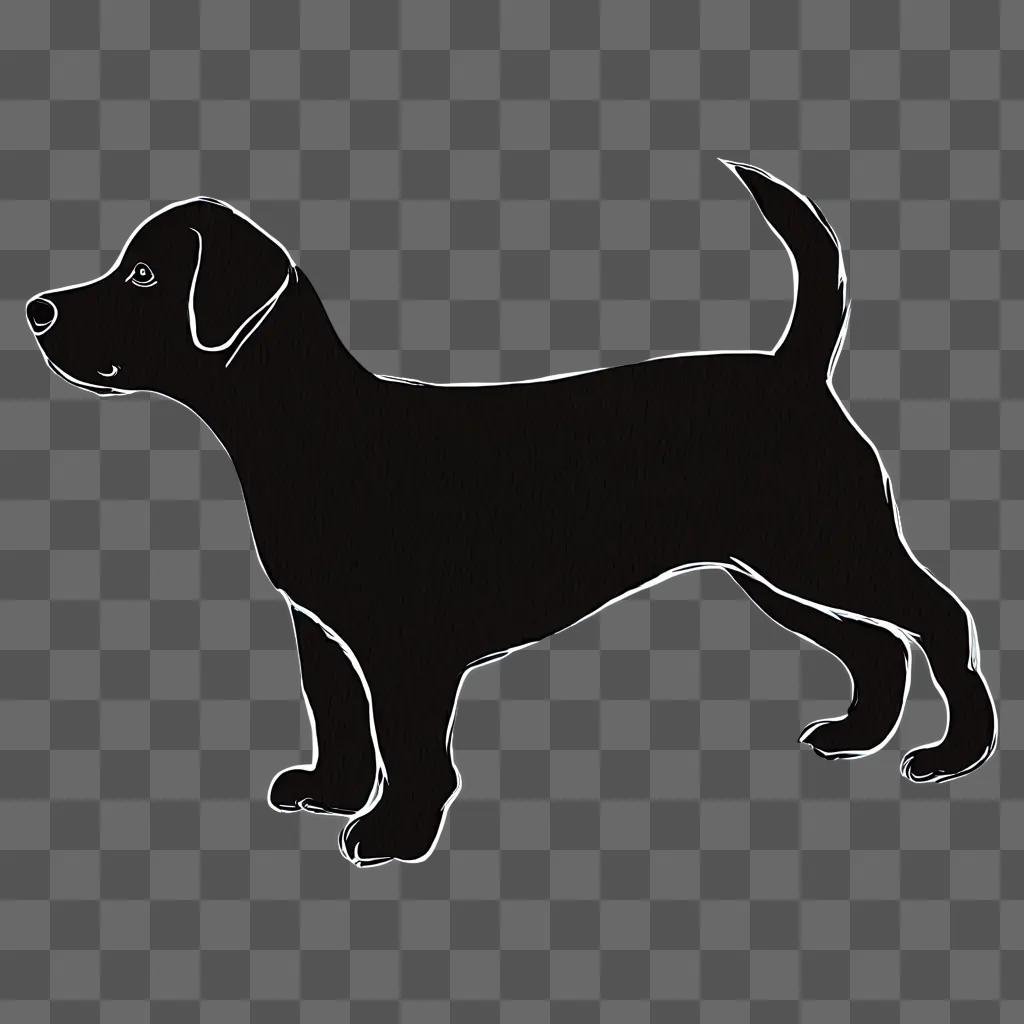 A simple puppy drawing on a black background