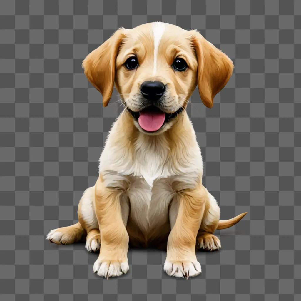 A simple puppy drawing sits on a beige background