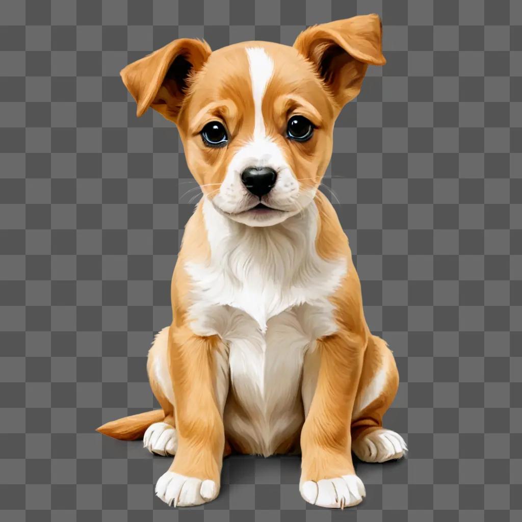 A simple puppy drawing sits on a tan background