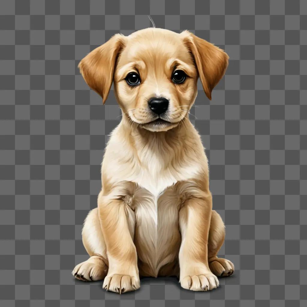 A simple puppy drawing sitting on a beige background