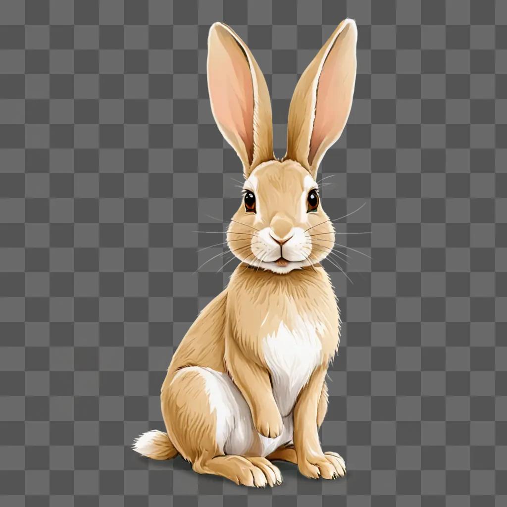 A simple rabbit drawing on a beige background