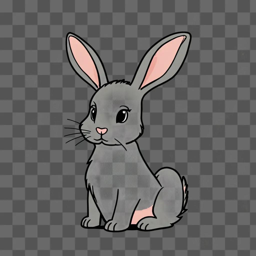 A simple rabbit drawing on a grey background