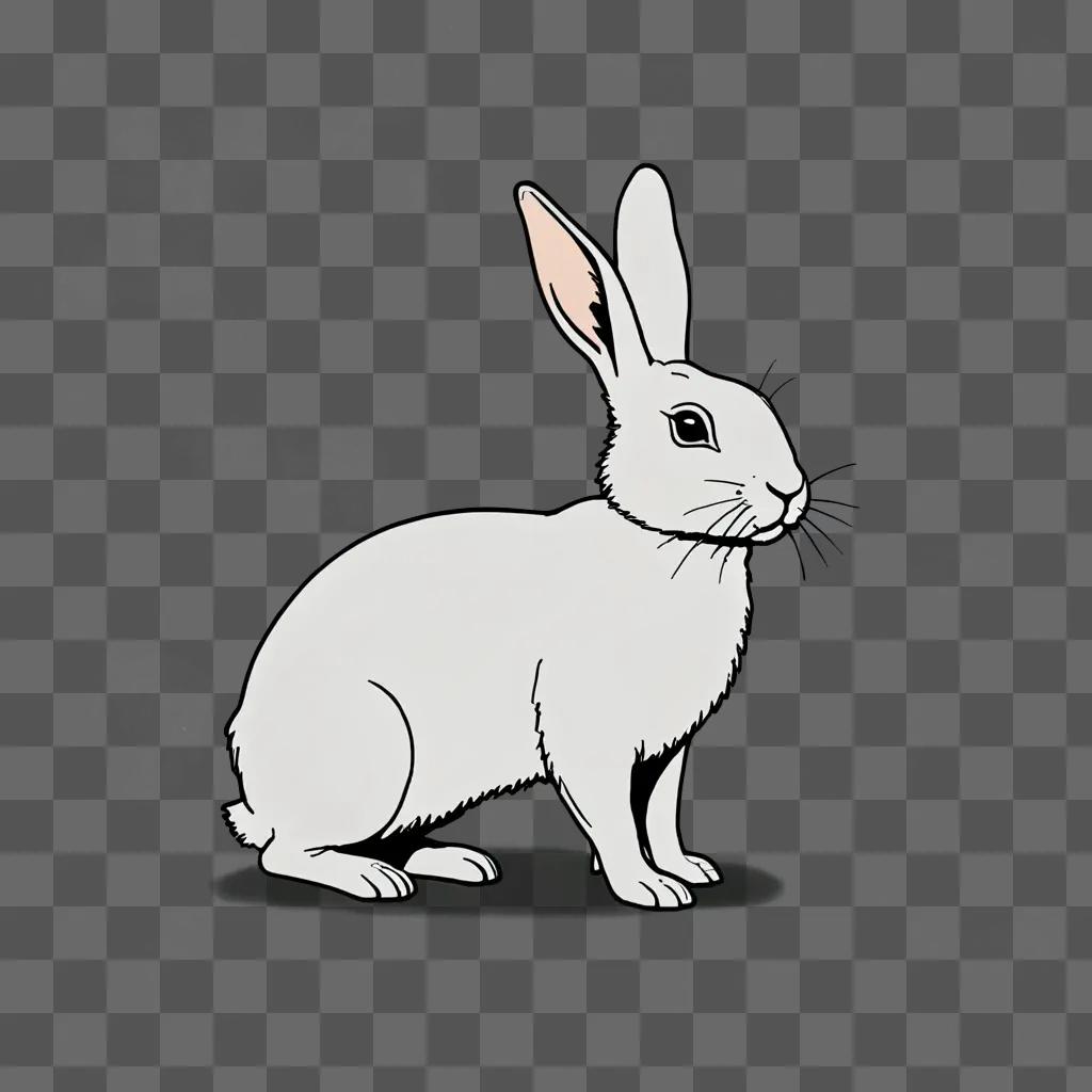 A simple rabbit drawing with black nose and white ears