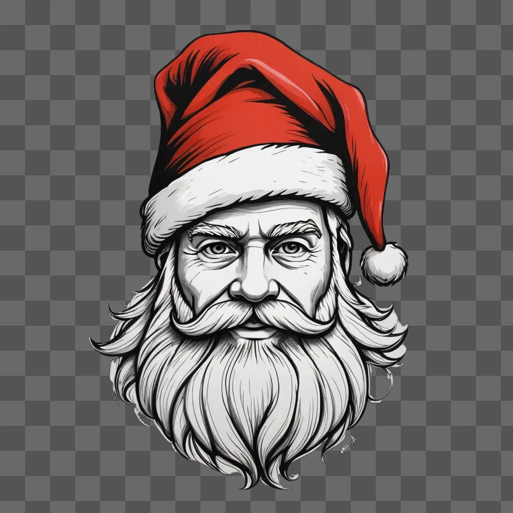 A simple santa hat drawing of a mans face