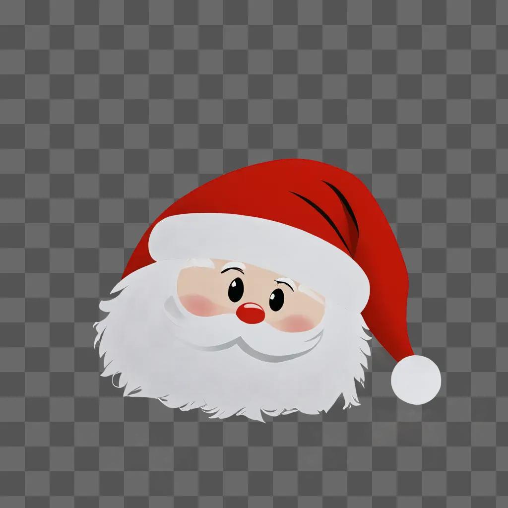 A simple santa hat drawing with a white beard and red nose