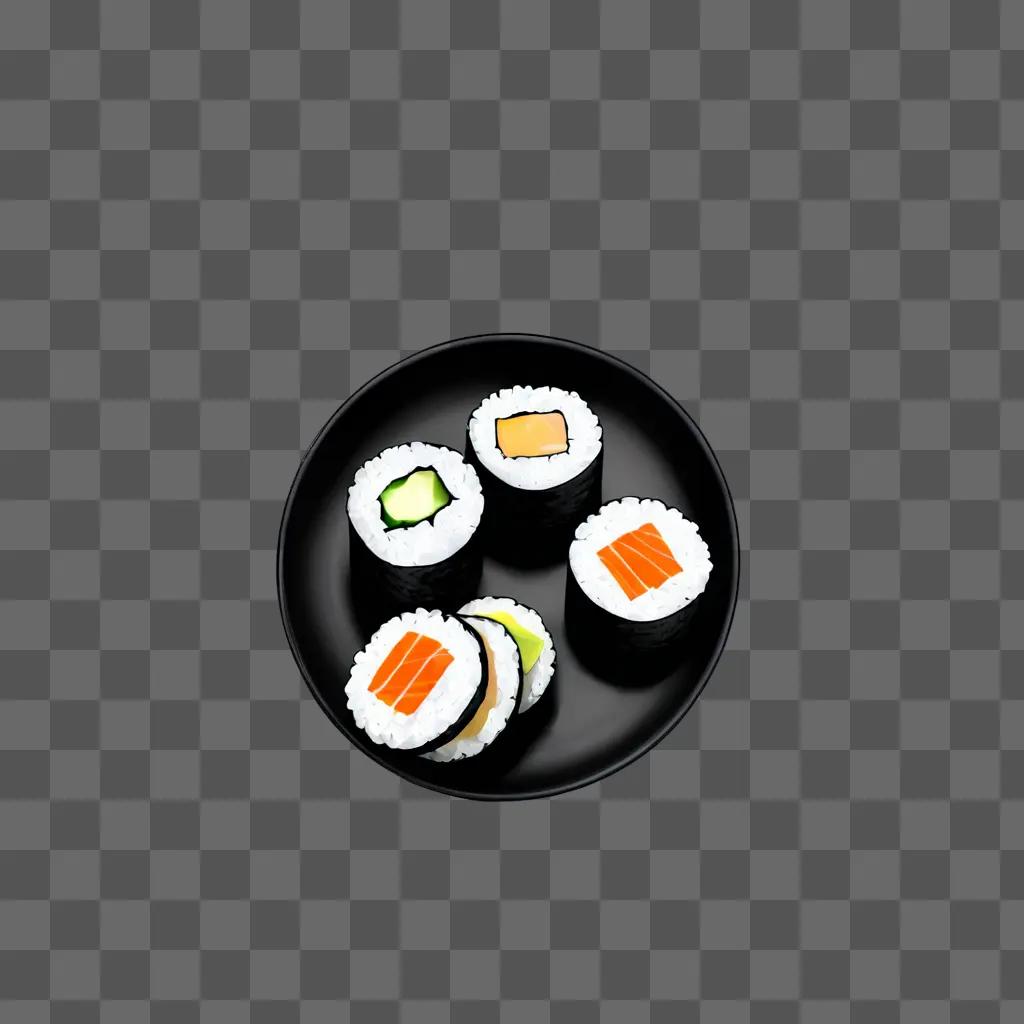 A simple sushi drawing on a black plate